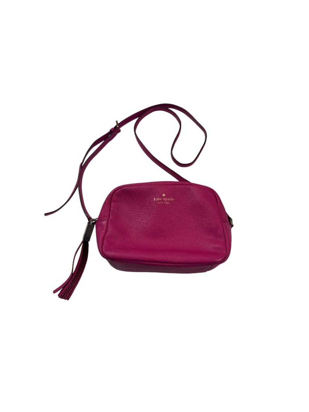 Kate Spade New York Pink Crossbody Bag Pebbled Leather Gold Logo